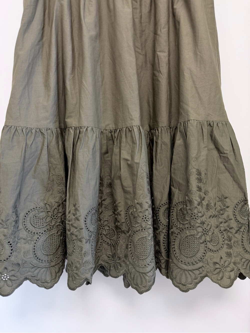 Jason Wu Embroidered Olive Green Cotton Skirt size L - Picture 2 of 6
